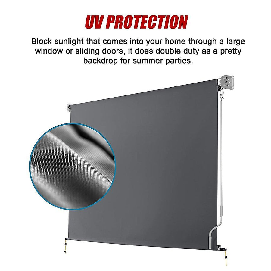 Retractable Straight Drop Roll Down Awning Garden Patio Screen 3.0X2.5M, image 10