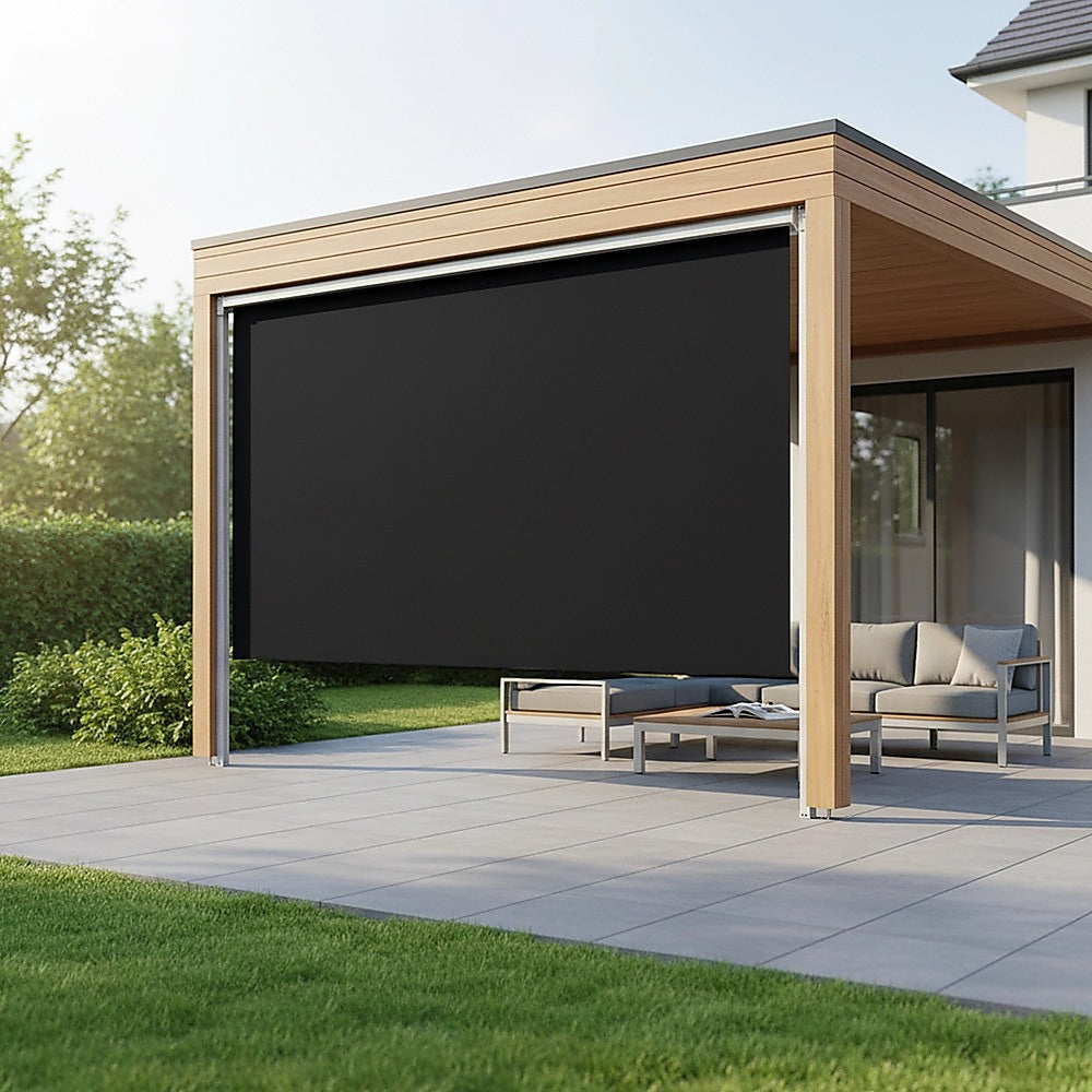 Retractable Straight Drop Roll Down Awning Garden Patio Screen 3.0X2.5M