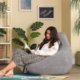Jumbo Cord Beanbag Chair Cover Unfilled Large Bean Bag - Grey - Side View