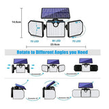 230 LED Solar Lights Outdoor 260LM Waterproof Motion Sensor Security Wall Lamp - Rear View