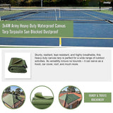 3x4M Army Heavy Duty Waterproof Canvas Tarp Tarpaulin Sun Blocked Dustproof - Extra Image