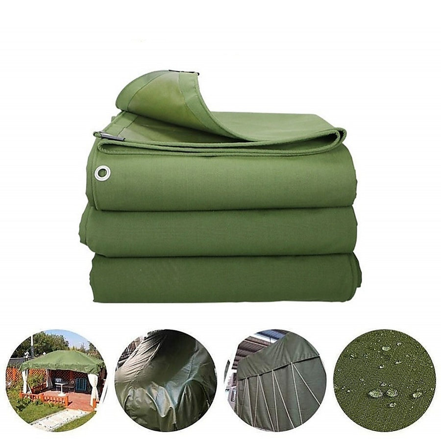 3x4M Army Heavy Duty Waterproof Canvas Tarp Tarpaulin Sun Blocked Dustproof, image 10