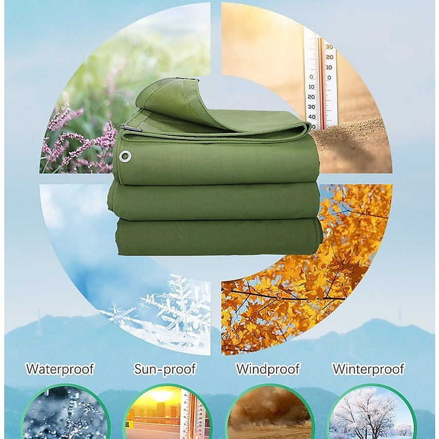 3x4M Army Heavy Duty Waterproof Canvas Tarp Tarpaulin Sun Blocked Dustproof, image 9