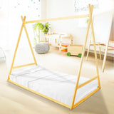 Kids Tent Montessori Toddler Floor Bed Wooden Bedframe - Front View