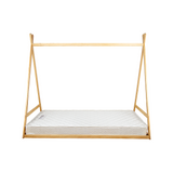 Kids Tent Montessori Toddler Floor Bed Wooden Bedframe - Close-Up Angle