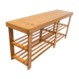 Bamboo Shoe Rack Wooden Bench Storage Organiser Cabinet Holder Stool - Front View
