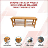 Bamboo Shoe Rack Wooden Bench Storage Organiser Cabinet Holder Stool - Top-Down View