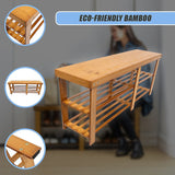 Bamboo Shoe Rack Wooden Bench Storage Organiser Cabinet Holder Stool - Extra Image