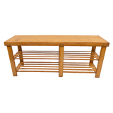 Bamboo Shoe Rack Wooden Bench Storage Organiser Cabinet Holder Stool - Rear View