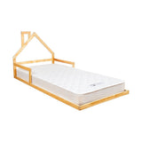Pine Wood Floor Bed House Frame for Kids and Toddlers - Low Angle