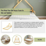 Pine Wood Floor Bed House Frame for Kids and Toddlers - Extra Image