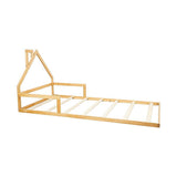 Pine Wood Floor Bed House Frame for Kids and Toddlers - Rear View