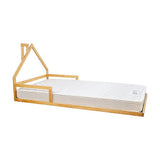 Pine Wood Floor Bed House Frame for Kids and Toddlers - Close-Up Angle