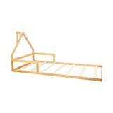Pine Wood Floor Bed House Frame for Kids and Toddlers - Top-Down View