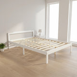 Double Wooden Bed Frame Home Furniture White - Front View