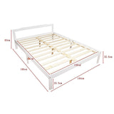 Double Wooden Bed Frame Home Furniture White - Close-Up Angle