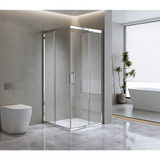 Adjustable 900x1200mm Double Sliding Door Glass Shower Screen in Chrome - Front View
