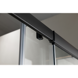 Adjustable 900x1100mm Double Sliding Door Glass Shower Screen in Black - Top-Down View