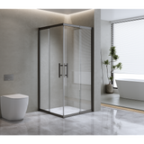 Adjustable 1200x900mm Double Sliding Door Glass Shower Screen in Black