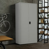 Two-Door Metal Cabinet Shelf Storage for Home Office Gym - Front View
