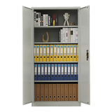 Two-Door Metal Cabinet Shelf Storage for Home Office Gym - Top-Down View