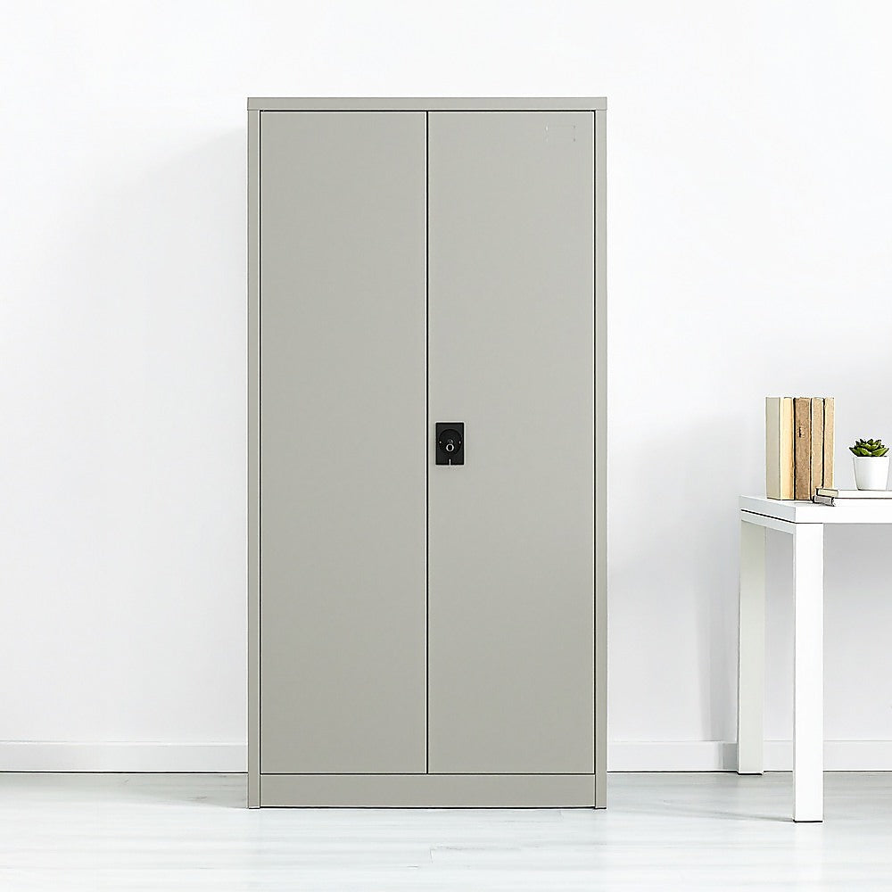 Two-Door Metal Cabinet Shelf Storage for Home Office Gym