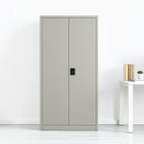 Two-Door Metal Cabinet Shelf Storage for Home Office Gym - Close-Up Angle