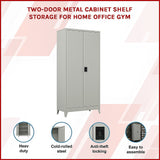 Two-Door Metal Cabinet Shelf Storage for Home Office Gym - Rear View