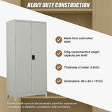 Two-Door Metal Cabinet Shelf Storage for Home Office Gym - 45-Degree Angle