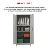 Two-Door Metal Cabinet Shelf Storage for Home Office Gym - Top-Down View