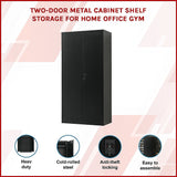 Two-Door Metal Cabinet Shelf Storage for Home Office Gym - Side View
