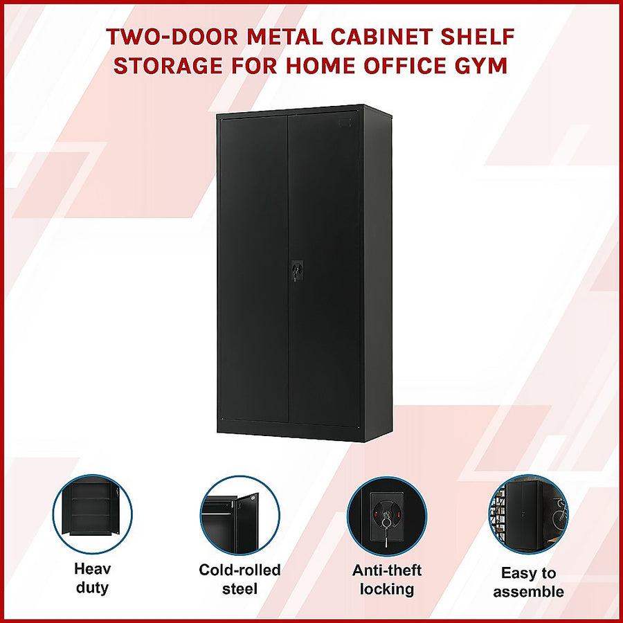 Two-Door Metal Cabinet Shelf Storage for Home Office Gym