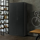 Two-Door Metal Cabinet Shelf Storage for Home Office Gym - Front View