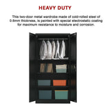 Two-Door Metal Cabinet Shelf Storage for Home Office Gym - Rear View