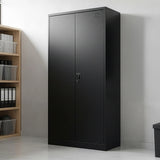 Two-Door Metal Cabinet Shelf Storage for Home Office Gym