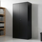 Two-Door Metal Cabinet Shelf Storage for Home Office Gym