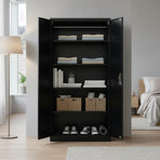Two-Door Metal Cabinet Shelf Storage for Home Office Gym