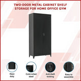 Two-Door Metal Cabinet Shelf Storage for Home Office Gym - Side View