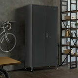 Two-Door Metal Cabinet Shelf Storage for Home Office Gym - Front View