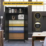 Two-Door Metal Cabinet Shelf Storage for Home Office Gym - Extra Image