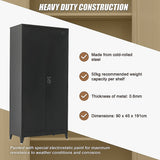 Two-Door Metal Cabinet Shelf Storage for Home Office Gym - Extra Image