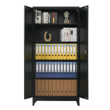 Two-Door Metal Cabinet Shelf Storage for Home Office Gym - Close-Up Angle