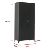 Two-Door Metal Cabinet Shelf Storage for Home Office Gym - Extra Image