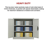 Two-Door Metal Short Cabinet Shelf Storage for Home Office Gym - Extra Image