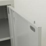 Two-Door Metal Short Cabinet Shelf Storage for Home Office Gym - Close-Up Angle