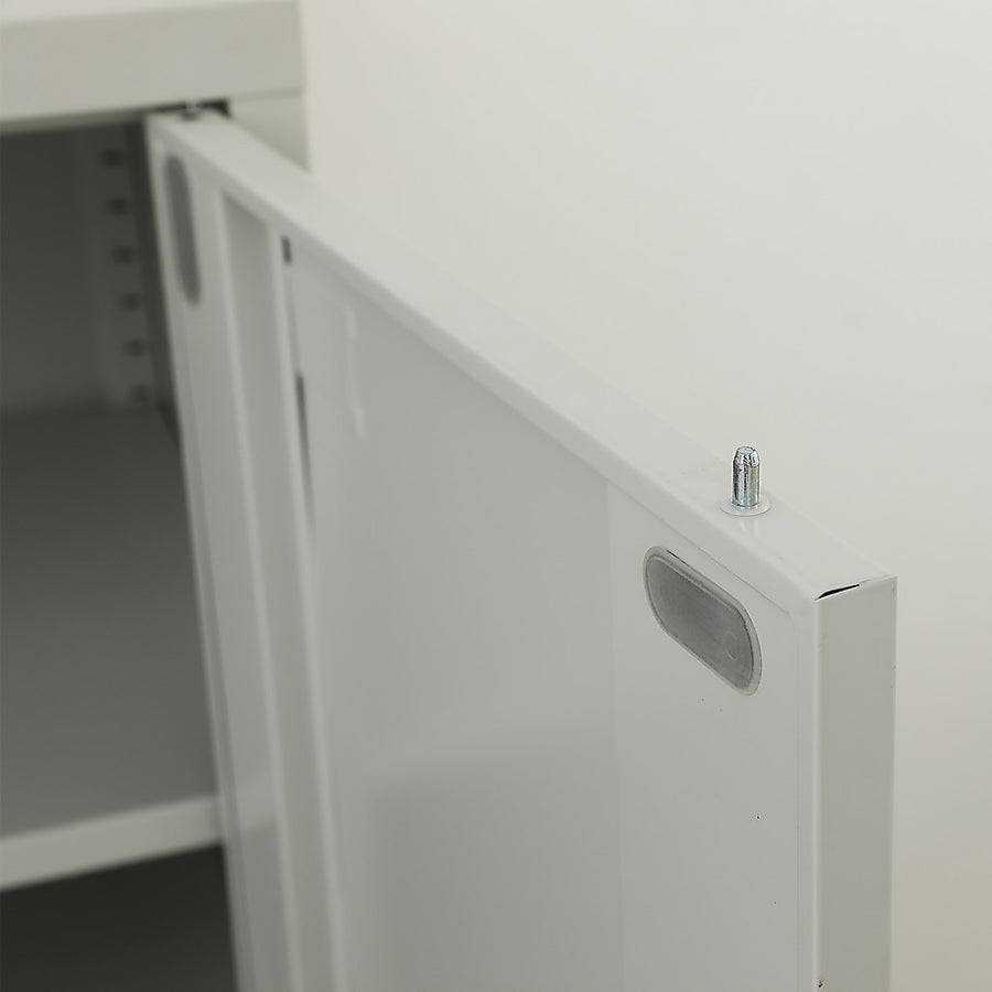 Two-Door Metal Short Cabinet Shelf Storage for Home Office Gym, image 9