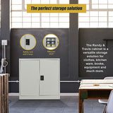 Two-Door Metal Short Cabinet Shelf Storage for Home Office Gym - Low Angle