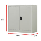 Two-Door Metal Short Cabinet Shelf Storage for Home Office Gym - Extra Image