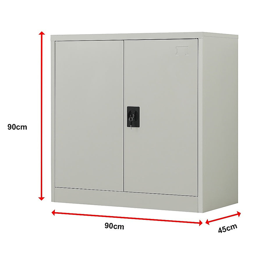 Two-Door Metal Short Cabinet Shelf Storage for Home Office Gym, image 11