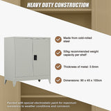 Two-Door Metal Short Cabinet Shelf Storage for Home Office Gym - 45-Degree Angle